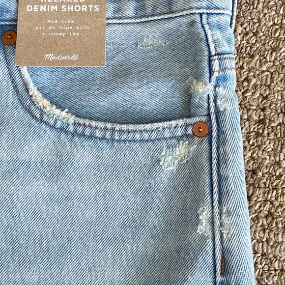 Madewell NWT Relaxed Denim Shorts, Light Wash W28 - Picture 5 of 13